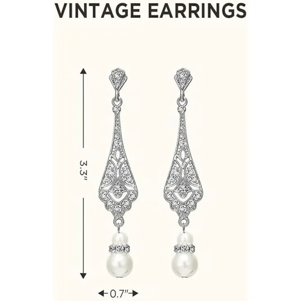 🤍✨ 6PCS 1920s White Accessories Flapper Great Gatsby Retro Costume Set NEW